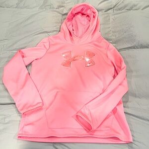 Youth large peachy pink under armour hoodie